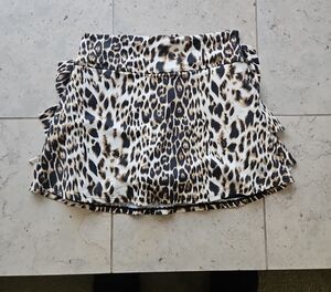 DONA JO Shakira Cheetah/Leopard Print Tennis Pickleball Skirt- Black, Tan Cream